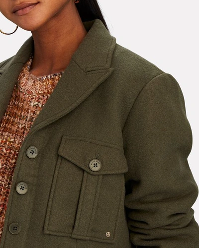 Shop Anine Bing Dallas Cropped Cargo Jacket In Olive/army