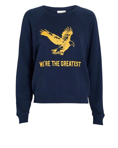 Shop The Great The Shrunken Printed Cotton Sweatshirt In Navy