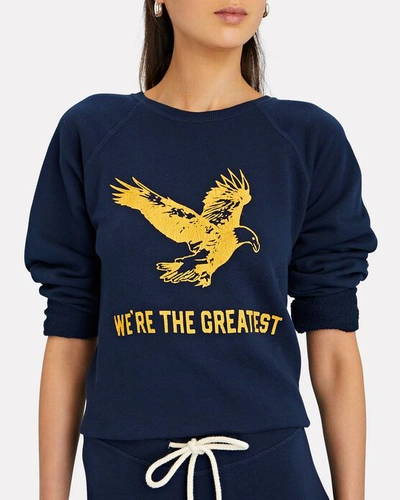 Shop The Great The Shrunken Printed Cotton Sweatshirt In Navy