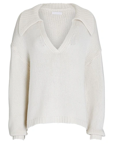 Shop Sablyn Estela Oversized Cashmere Polo Sweater In White