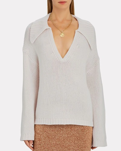 Shop Sablyn Estela Oversized Cashmere Polo Sweater In White