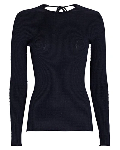 Shop Victoria Beckham Open Back Knit Wool Top In Navy