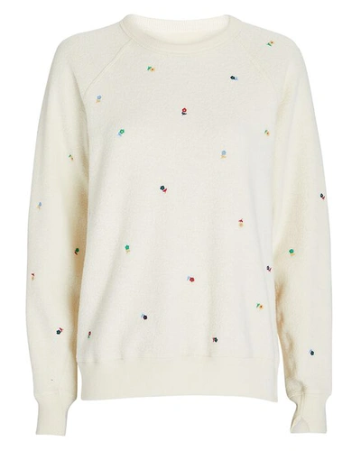 Shop The Great The College Embroidered Sweatshirt In White