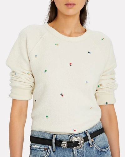 Shop The Great The College Embroidered Sweatshirt In White