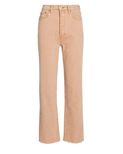 Shop Re/done 70s Ultra High-rise Stove Pipe Jeans In Washed Khaki
