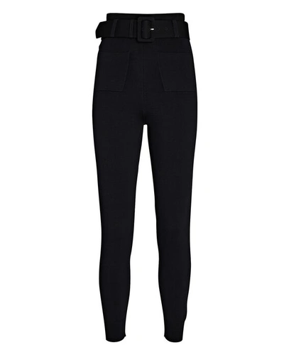 Shop Self-portrait Belted Knit Joggers In Black