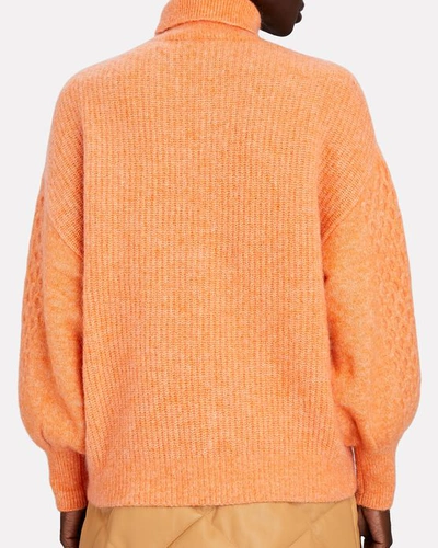 Shop Alemais Honeycomb Mohair-blend Turtleneck Sweater In Orange