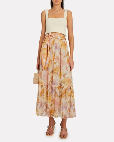 Shop Zimmermann Tempo Tiered Floral Maxi Skirt In Multi