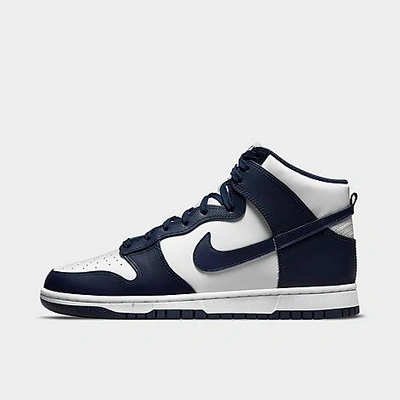 Shop Nike Dunk High Retro Casual Shoes In White/midnight Navy/total Orange