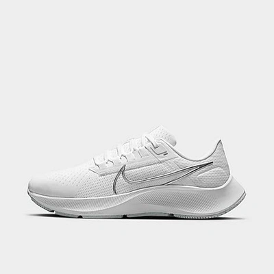 Shop Nike Women's Air Zoom Pegasus 38 Running Shoes In White/metallic Silver/pure Platinum/wolf Grey