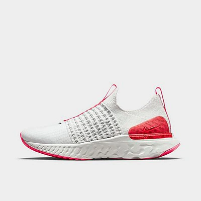 Shop Nike Women's React Phantom Run Flyknit 2 Running Shoes In Platinum Tint/black/hyper Pink/chile Red