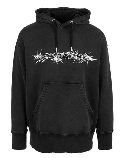 Shop Givenchy Man Black  Barbed Wire Oversize Hoodie