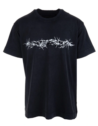 Shop Givenchy Man  Barbed Wire Vintage Black Oversize T-shirt