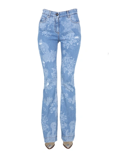 Etro Floral Print Jeans In Denim