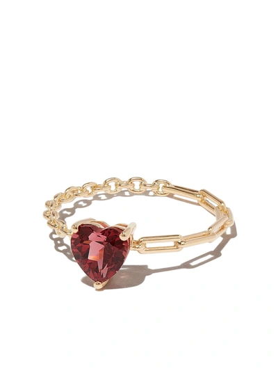 Yvonne Léon 18k Yellow Gold Rhodolite Heart Chain Ring In Gold