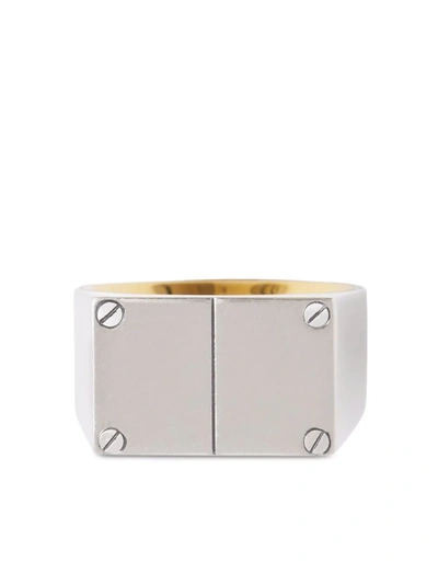 Shop Burberry Double Plaque Signet Ring In Silber