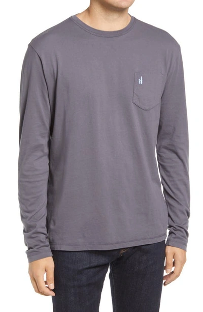 Shop Johnnie-o Brennan Long Sleeve Pocket T-shirt In Graphite