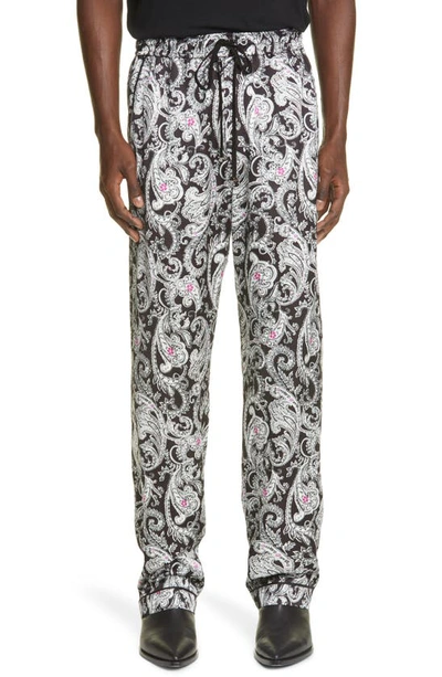 Shop Amiri Paisley Print Pajama Pants In Black