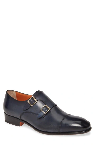 Santoni Side Buckle-fastening Monk Shoes In Blue | ModeSens