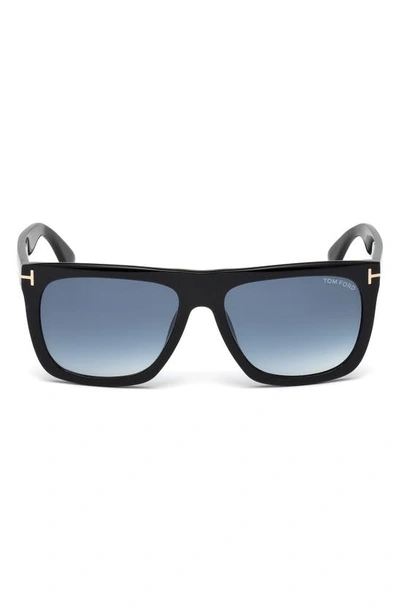 Shop Tom Ford Morgan 57mm Gradient Rectangle Sunglasses In Shiny Black/ Gradient Blue