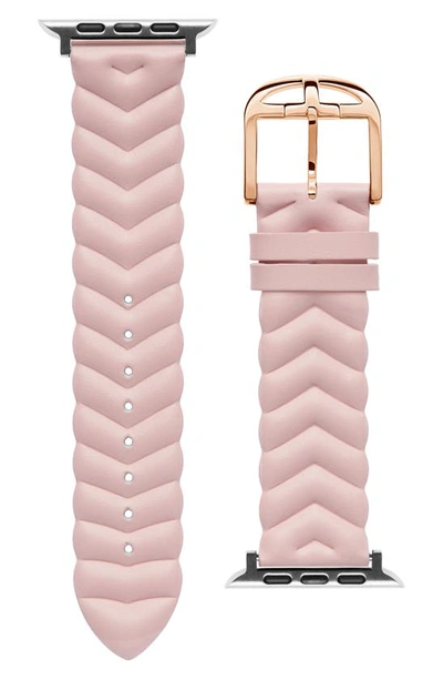 Shop Ted Baker Metallic Chevron Leather 22mm Apple Watch® Watchband In Pink