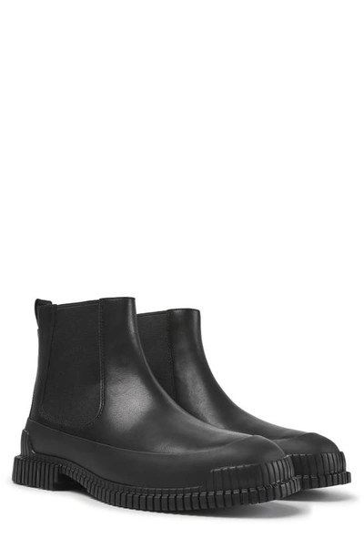 Camper Pix Low Heels Ankle Boots In Black Leather In Black