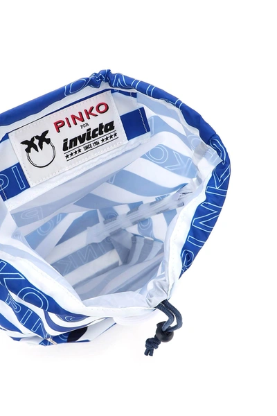 Shop Pinko Minisac Backpack In White,blue