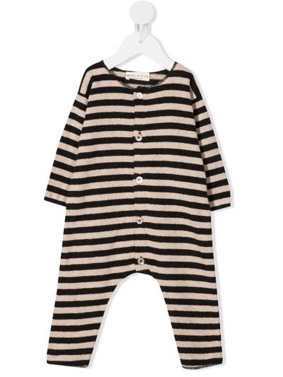 Shop Babe And Tess Striped Knitted Pajamas In 黑色
