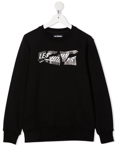 Shop Les Hommes Logo-print Cotton Sweatshirt In 黑色