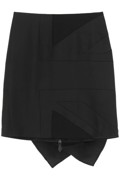 Shop Burberry Skirt With Flag Intarsia In Black