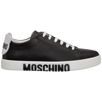 Shop Moschino Women's Shoes Leather Trainers Sneakers In Black