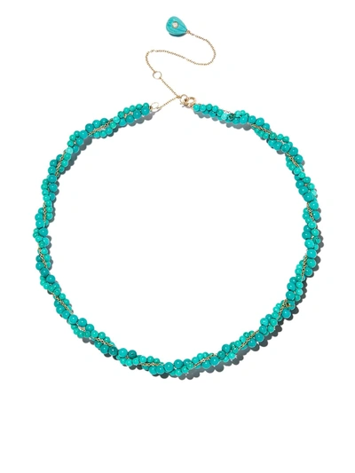 Shop Yvonne Léon 9kt Yellow Gold Turquoise Beaded Necklace
