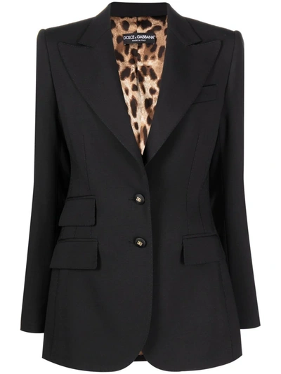 Shop Dolce & Gabbana Single-breasted Crepe Blazer In Black