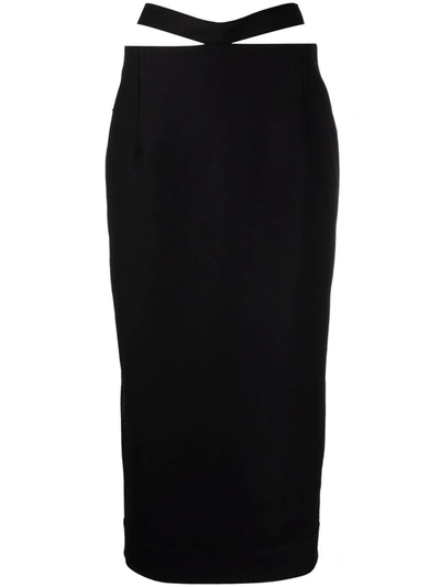 Shop Jacquemus Cut-out Waist Pencil Skirt In Black
