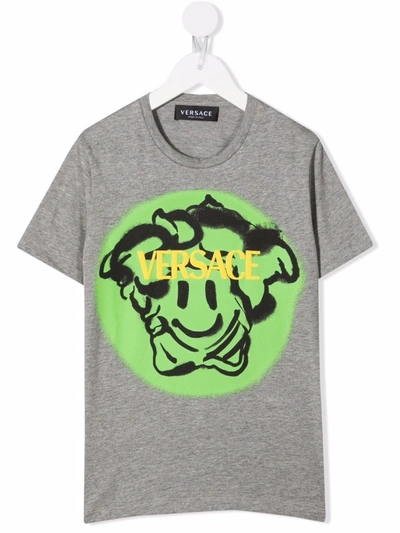 Shop Versace Graphic-print T-shirt In Grey