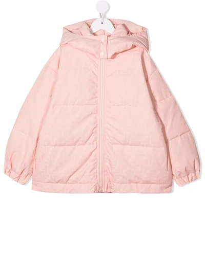 Shop Fendi Monogram-print Hooded Jacket In Pink