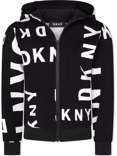 DKNY LOGO-PRINT ZIP-UP HOODIE 