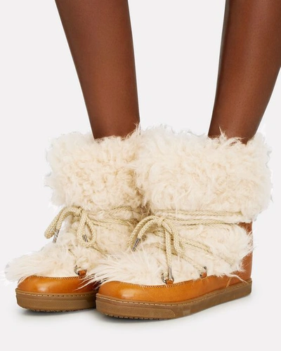 Shop Isabel Marant Nowles Shearling Winter Booties In Beige