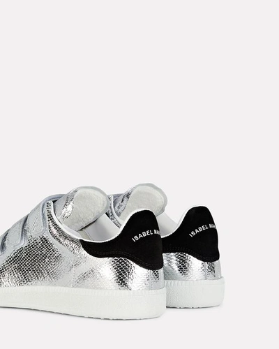 Shop Isabel Marant Beth Embossed Leather Sneakers In Silver