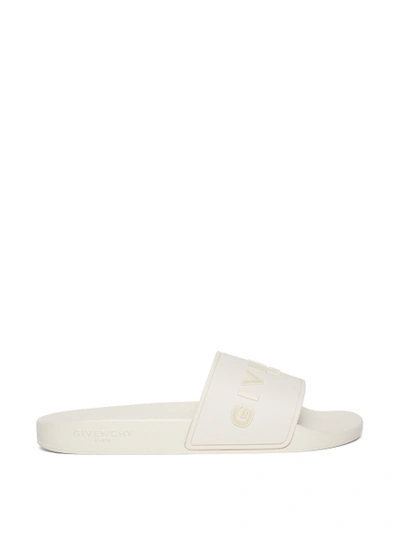 Shop Givenchy Tonal Logo Slide Sandal Cream White