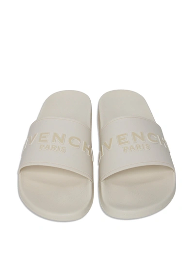 Shop Givenchy Tonal Logo Slide Sandal Cream White
