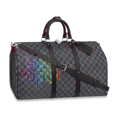 Shop Louis Vuitton Keepall 50 Bandoulière In Ba D Grap Li Rain