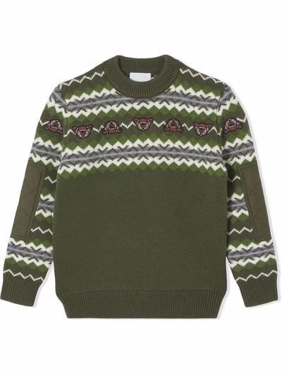 Shop Burberry Fair Isle Wool-cashmere Jumper In Green