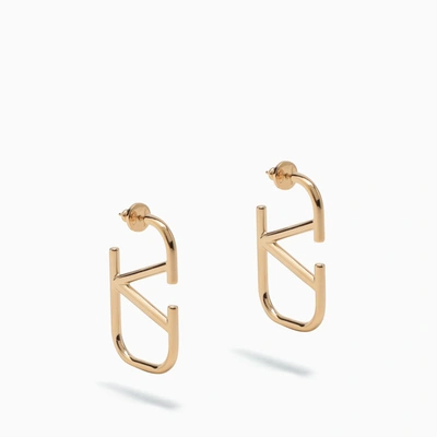Shop Valentino Gold-tone Vlogo Signature Earrings In Metal
