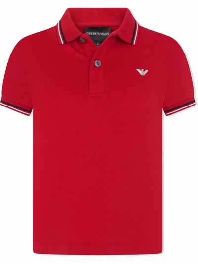 Shop Emporio Armani Logo-print Cotton Polo Shirt In 红色