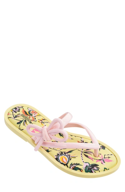Shop Melissa Printed Flip Flop In Yellow/ Pink