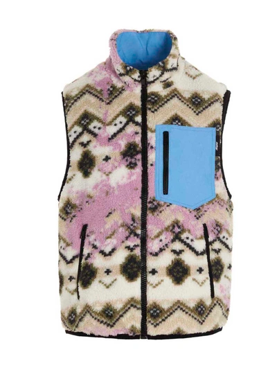 Shop Msgm Teddy Reversible Vest In Multicolor