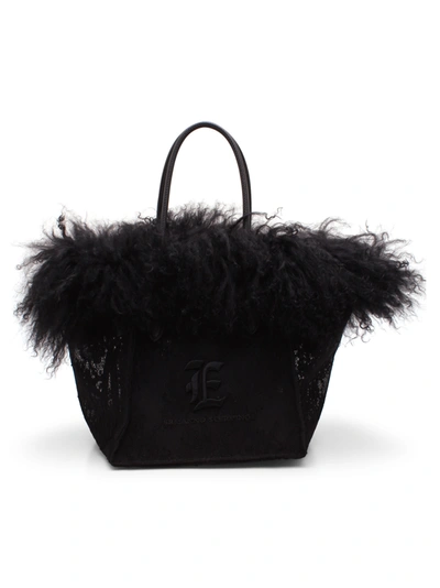 Shop Ermanno Scervino Love Lace Shopping Bag In Black