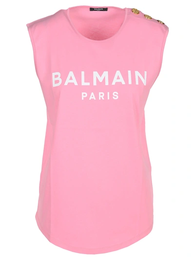 Shop Balmain Logo In Rose White