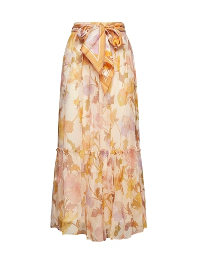 Shop Zimmermann Skirt In Rainbow Peonies